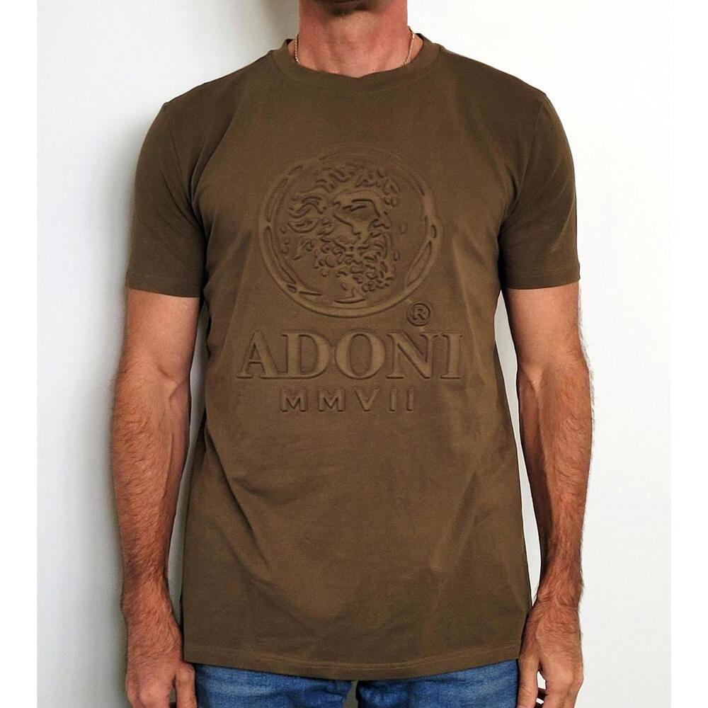 ADONI MMVII Men's Large Olive Green T-Shirt Embossed Logo